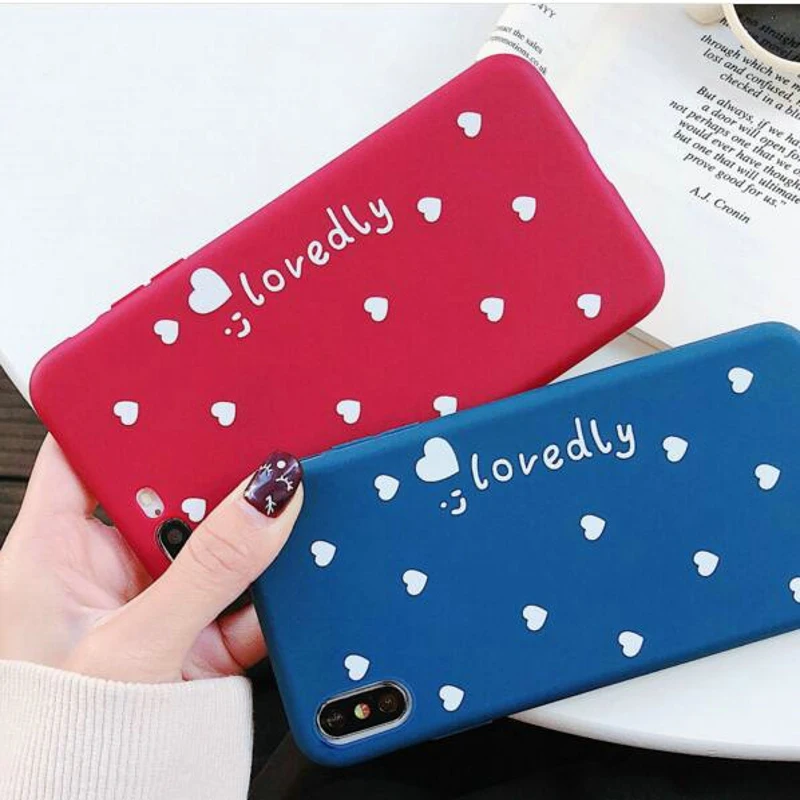 For Iphone 8 Plus Case Luxury Women Silicon Heart Love Print Capas 7 Iphone8 X XS 7Plus 8Plus Coque |