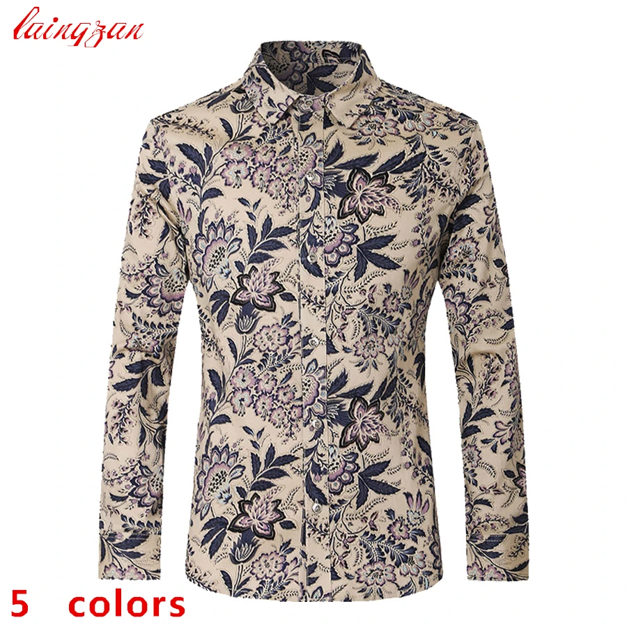 Мужские модельные рубашки большие размеры европейский размер Цветочная блуза с