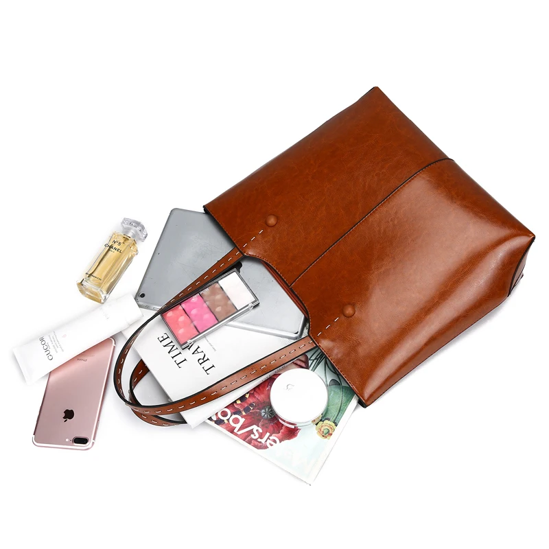 Большая женская сумка через плечо 3 шт. модная композитная из искусственной кожи