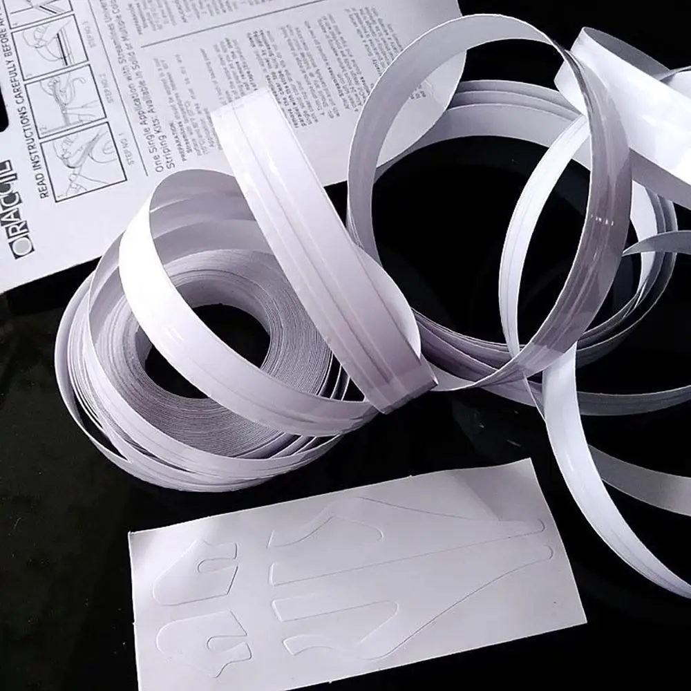 White 12 мм, двойная линия, автомобильные наклейки, булавка, Полоска, для кузова, Полоска, Виниловая наклейка, тонкая полоска, обтекаемая, золотая, серебряная, синяя, зеленая, красная, Whi - Название цвета: White