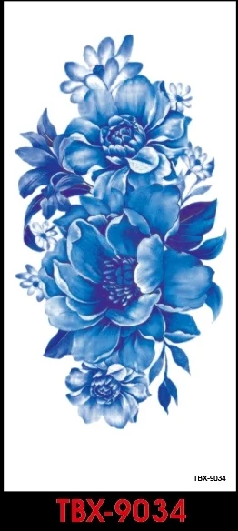 Waterproof Temporary Tattoo Sticker blue peony rose lotus plum flowers tatto stickers flash tatoo fake tattoos for women girl 17 | Красота и