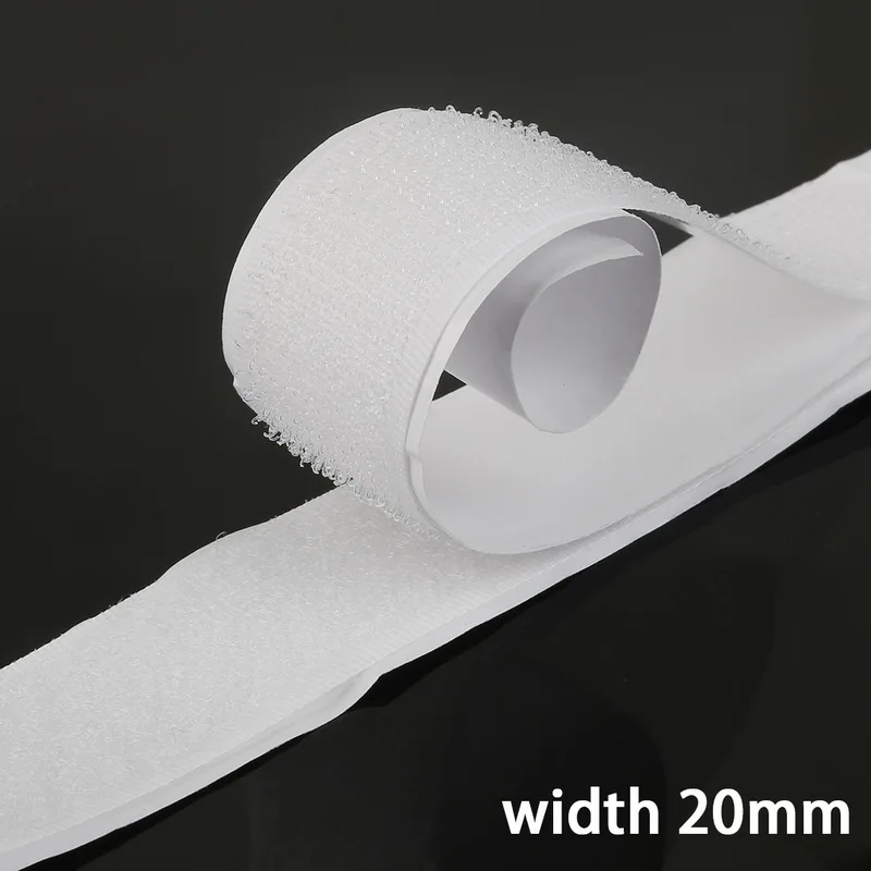 white 20mm 16/20/25/30 мм 1 м белый черный волшебный кран самоклеющиеся на застежке-липучке крепление нейлоновое Стикеры диски ленты швейная с использованием такого клея, высокое качество - Цвет: white 20mm