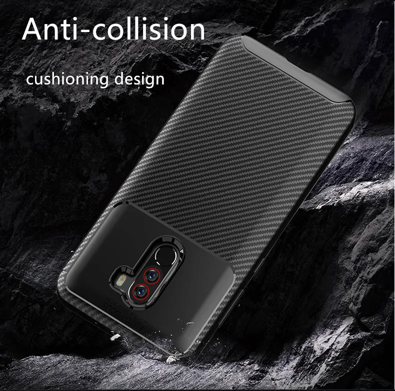 For Xiaomi PocoPhone F1 Case Cover Luxury Shockproof Carbon High Quality Soft TPU Silicone Back Funda | Мобильные телефоны и