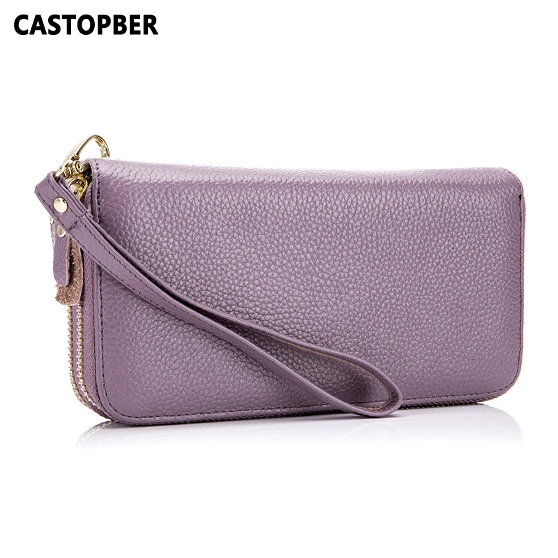 Новый женский кошелек из натуральной кожи с двойной молнией RFID кошельки защита