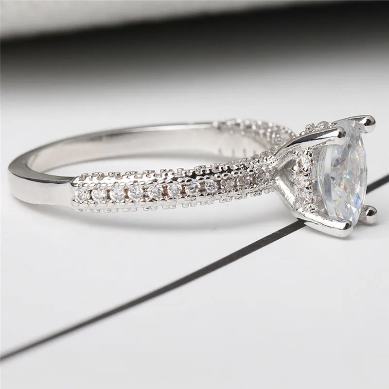 Size 6 7 8 9 10 Austrian Crystal Beads Stainless Steel Rings For Women 2018 Sliver Color Geometric Square Engagement Jewelry G5 | Украшения