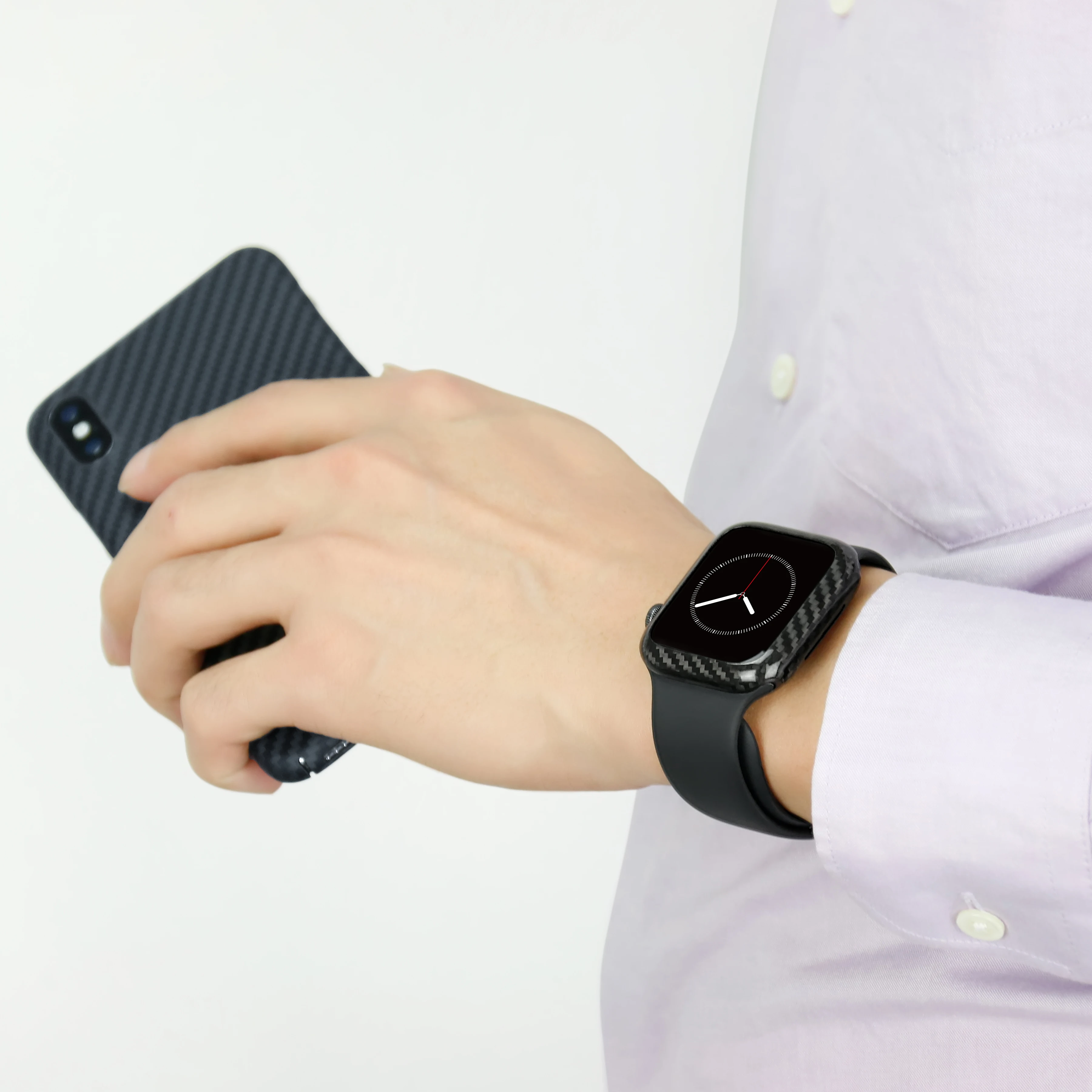 MONOCARBON Тонкий чехол из настоящего углеродного волокна для Apple Watch 44 мм 40 мм серии 4 Gen 4 чехол из углеродного волокна