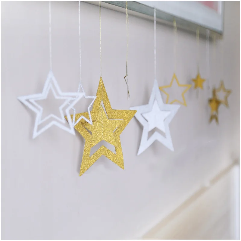 7 шт./компл. бумажные Подвески в виде открыток с полыми звездами свадебные