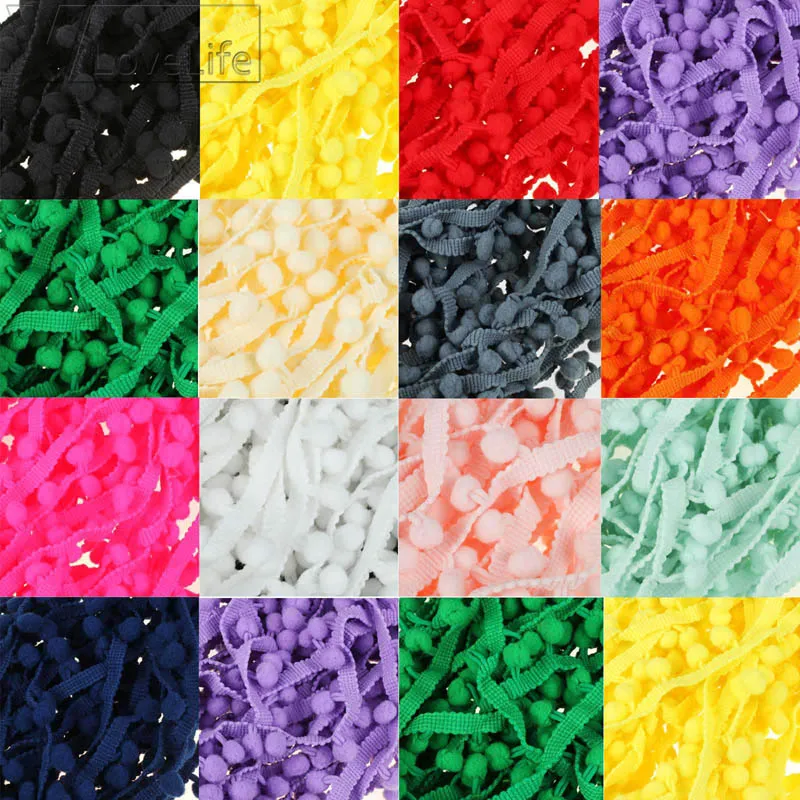 

Pom Pom Trim Ball 10Yards/lot 10 mm MINI Pearl Pompom Fringe Ribbon Sewing Lace Kintted Fabric Handmade Craft Accessories