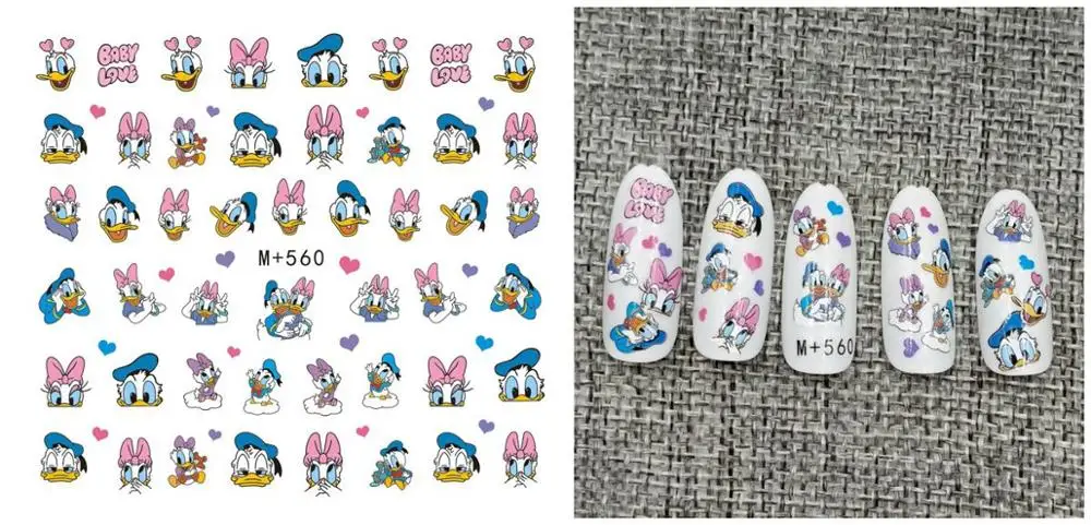 m560 5sheet Новейшая 5 листов 15 Тип японский и корейский водяной знак наклейка для ногтей с персонажем мультфильма украшения для ногтей - Цвет: m560 5sheet