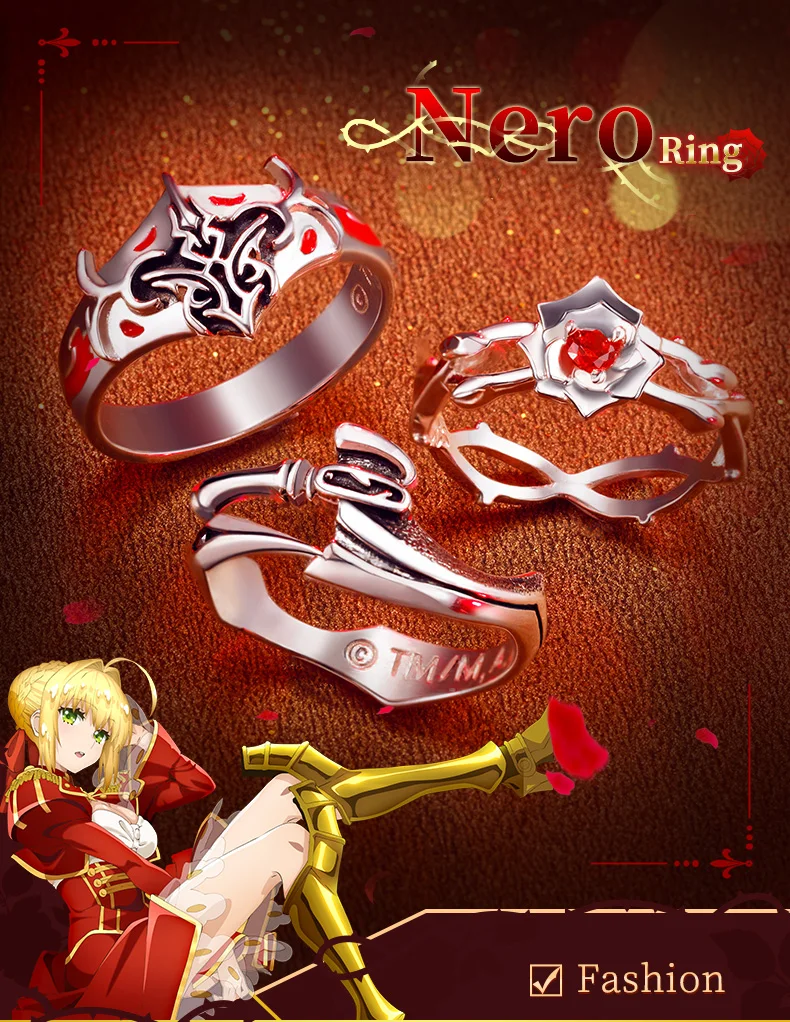 Fate EXTRA LastEncore Nero кольцо красная роза серебро 925 пробы крест ювелирные изделия аниме роль сабля Нерон Клавдий хакуно кишинами