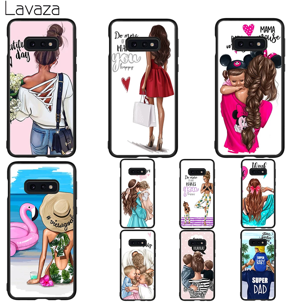Lavaza Brown Hair Baby Mom Girl Soft Case for Galaxy A3 A5 2016 2017 A6 plus A7 A8 A9 J6 2018 A10 30 40 50 70 |