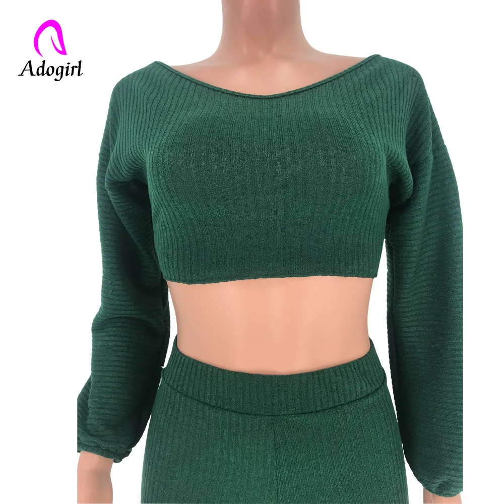 Женский комплект из двух предметов Adogirl укороченный топ в рубчик с длинным