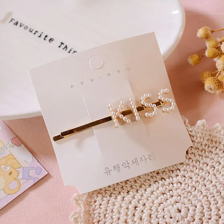 5-1pcs-6.7CM Nuevo mujeres nignas Linda Aleacion de perlas geometricas de color dorado pinzas para el cabello заколки очаровательные horqui - Цвет: 5-1pcs-6.7CM