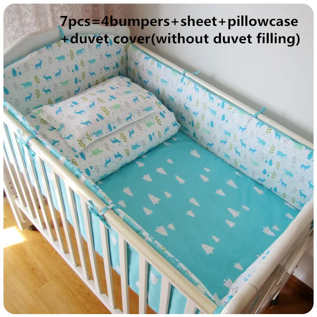 

Promotion! 6/7PCS Baby Cot Bedding Set bedroom decor Baby Nursery Cot Bedding Crib Bumper , 120*60/120*70cm
