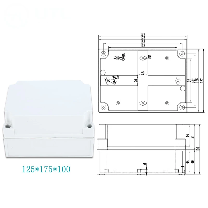 ABS Пластик IP67 Водонепроницаемый распределительная коробка DIY открытый распределительная коробка ответвительная коробка кабеля - Цвет: 125x175x100