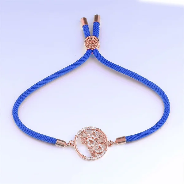 deep blue-rose gold JUWANG Классический круглый Сердце Красный/Черный Браслет-веревочка для женщин и девочек красная нить CZ браслет модный подарок ювелирной дружбы - Окраска металла: deep blue-rose gold