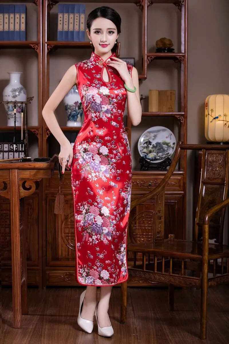 Винтажный китайский стиль Cheongsam сексуальное Белое летнее женское длинное платье