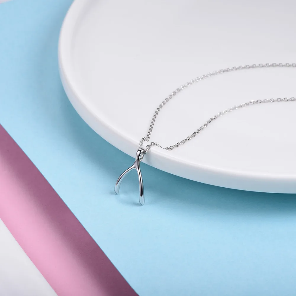 Ожерелье Silvercute Wishbone 100% Настоящее серебро 925 пробы счастливое женское Ювелирное
