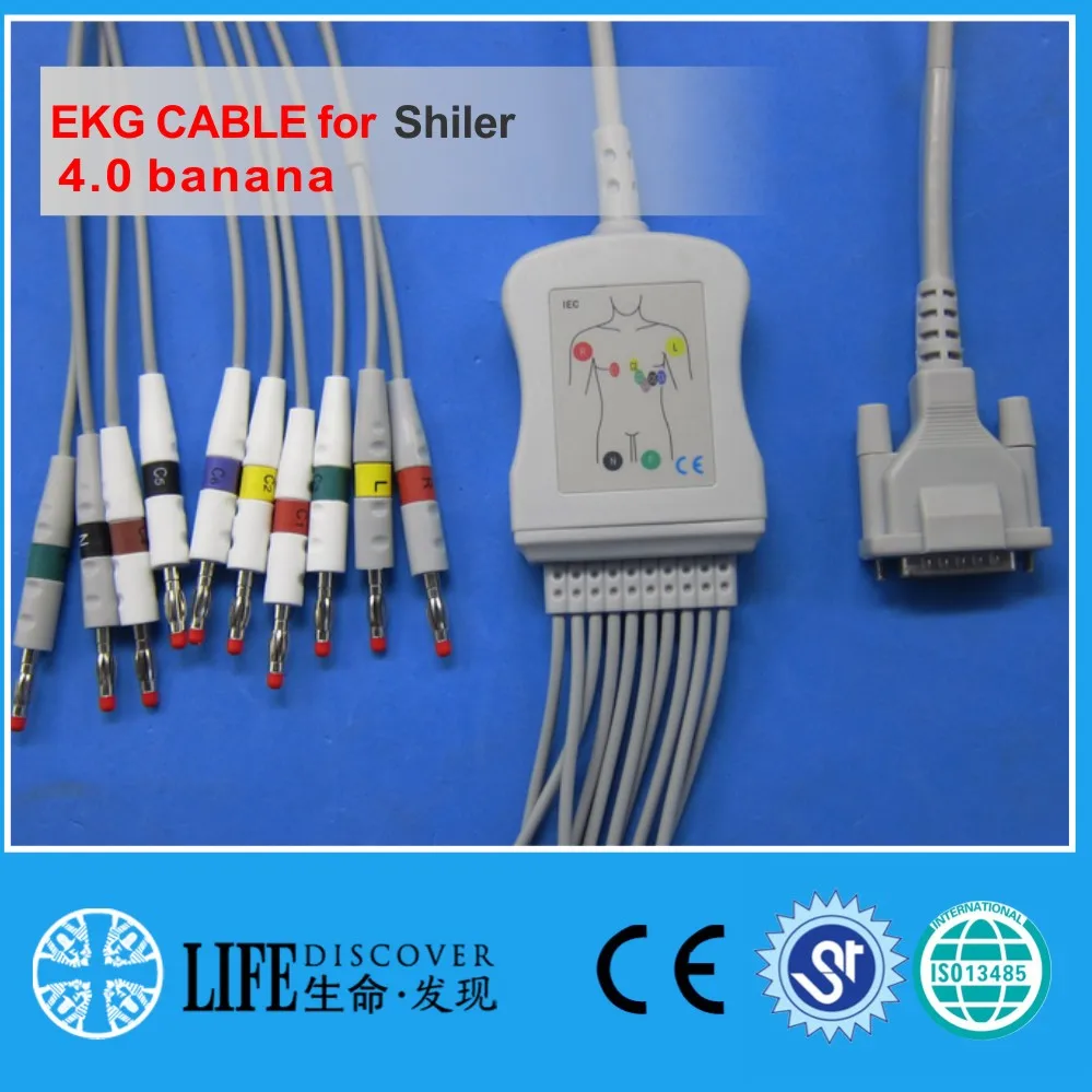 

Цельный EKG кабель с 10 выводами для schiller AT3,AT5,AT6, 10K