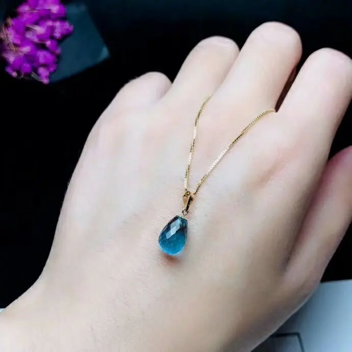 SHILOVEM 18k желтое золото натуральные синие Подвески с топазом без ожерелья