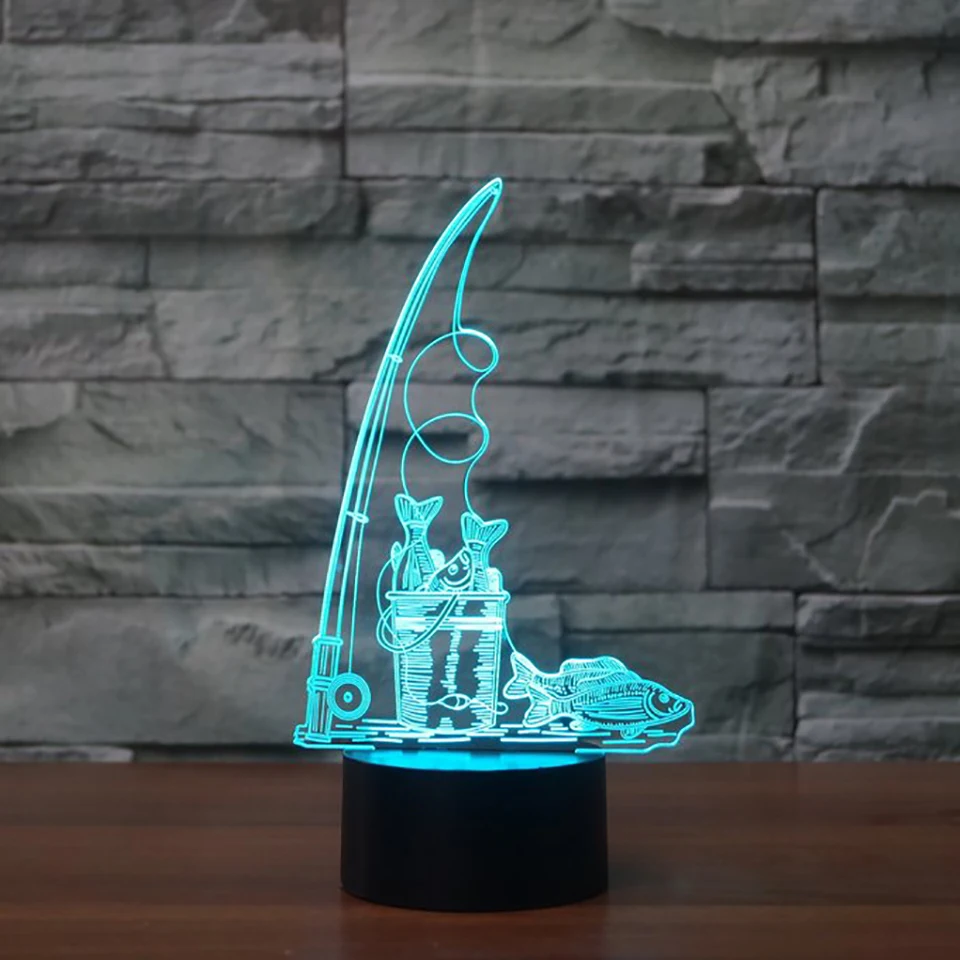 Креативная светодиодная 3D лампа 7 цветов с дистанционным сенсорным выключателем