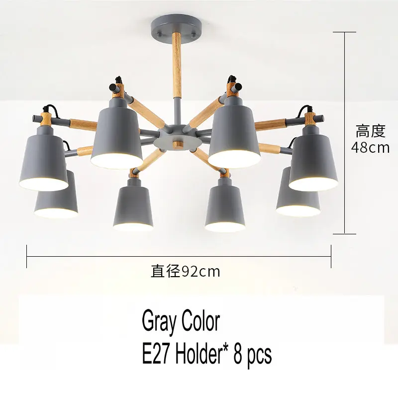 Gray-8 lights Artpad Nordic люстра лампа 3/6/8 светильник s металлический оттенок деревянный подвесной светильник для Спальня Гостиная Обеденная светильник ing светильники - Цвет абажура: Gray-8 lights