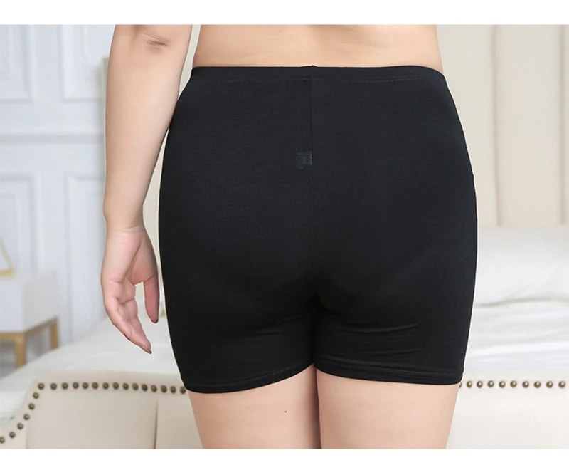 Женские шорты из модала размера плюс 3xl 5xl, женские летние эластичные однотонные черные короткие штаны, повседневные кружевные Капри с цветочным рисунком