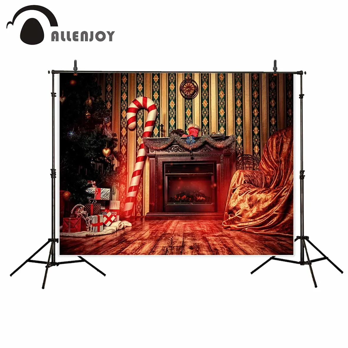 Allenjoy фон для фотосъемки с изображением камина рождественской елки конфетного