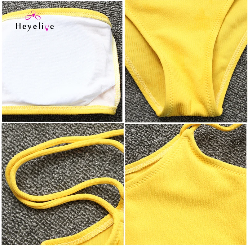 Сексуальный женский купальник стринги Цельный бандо топ с высокой талией