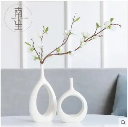 

ceramic white modern creative flowers vase home decor vases for wedding decoration porcelain figurines TV cabinet decoration