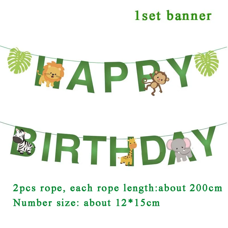 1set HB banner 1 Джунгли день рождения одноразовые столовые приборы Джунгли животных одноразовые тарелки салфетки для стаканчиков сафари Декор детский душ принадлежности - Цвет: 1set HB banner 1