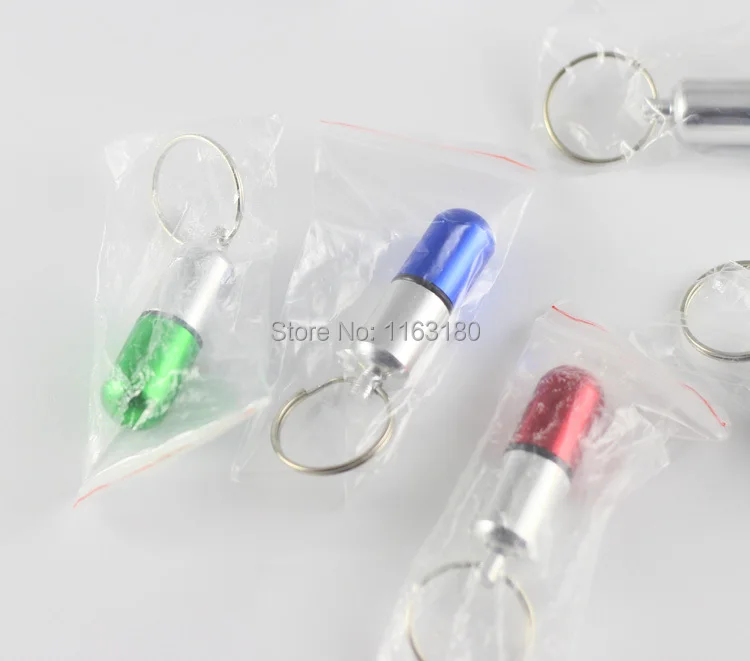 120 шт./лот мини алюминиевый контейнер для таблеток Держатель Брелок Рекламный