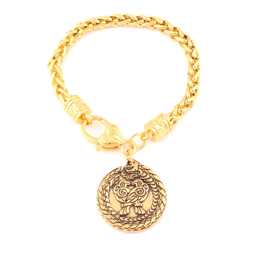 Дракон-Викинг Amulet Nordic Odins вороны пшеничная цепочка браслет для мужчин и женщин |