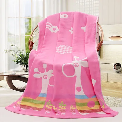 Pink deers 70*140 разноцветный новорожденных мягкий муслин детское одеяло милый хлопок 3 слоя марли для пеленания детей Одеяло взрослых Полотенца - Цвет: Pink deers