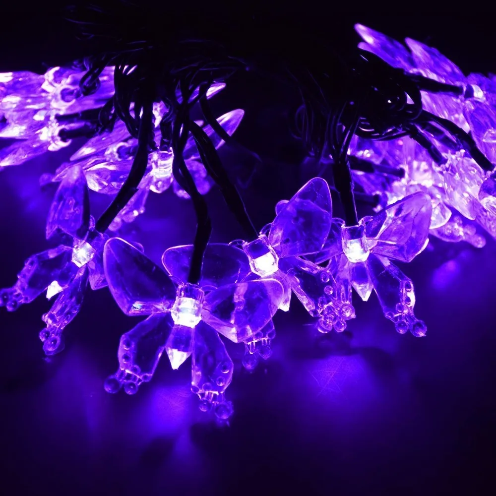 Purple DCOO 20 Вт, 30 Вт, 50LED в виде бабочки на солнечной батарее светильник строка Водонепроницаемый наружные Красочные Фея светильник патио лампы для фестиваль для отдыха и вечеринок дома - Испускаемый цвет: Purple