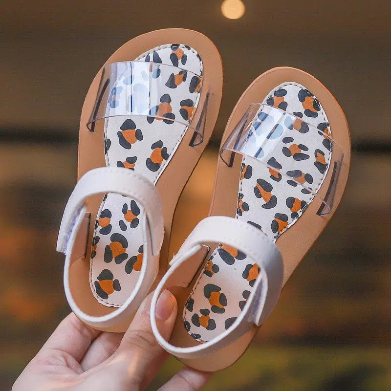 Leopard Print Летняя детская обувь для девочек, обувь для малышей младенцев, Детская жемчужная обувь для принцессы сандалии для детей, сандалии для девочек - Цвет: Leopard Print