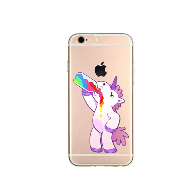 Чехол для iPhone 6 чехол iphone 5 6S 7 8 plus x милый Единорог Радужный Мягкий силиконовый из