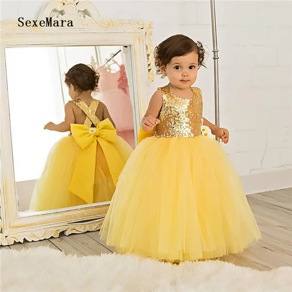 

Сделанное на заказ Пышное Платье на день рождения для маленьких девочек топ с блестками и большим бантом для маленьких девочек детское платье для крещения на Рождество