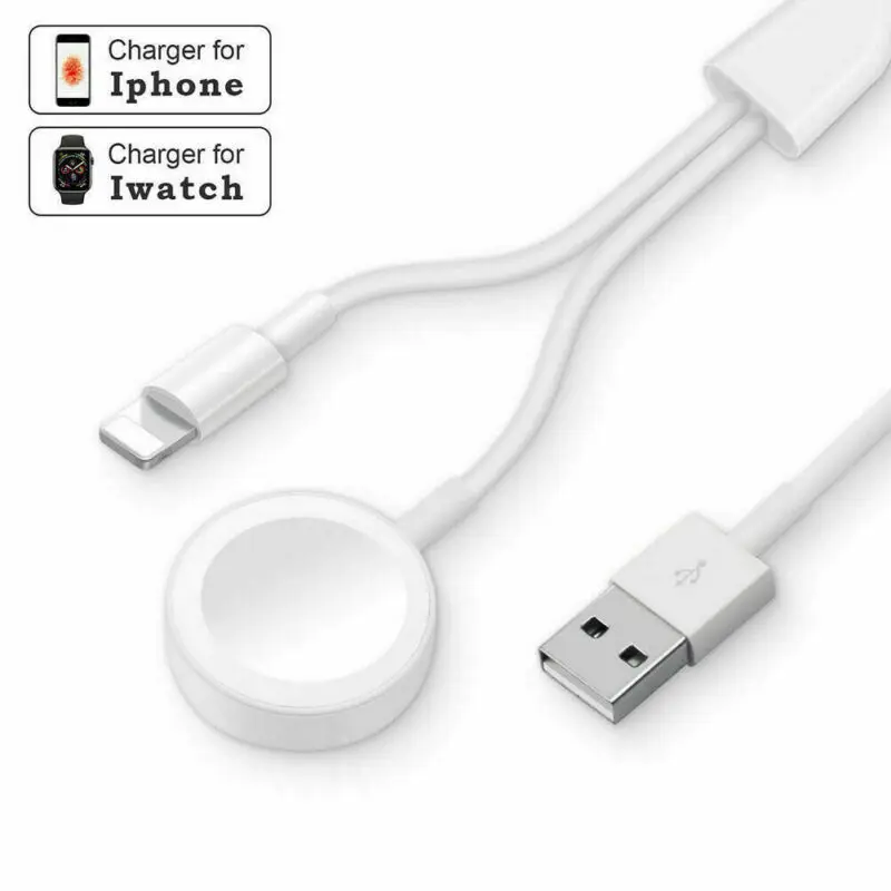 2 in 1 Wireless Charger For Apple Watch Series 1 2 3 4 USB Magnetic Charging Cable 1.2 Meter For iPhone 5 6 7 8 X/plus New