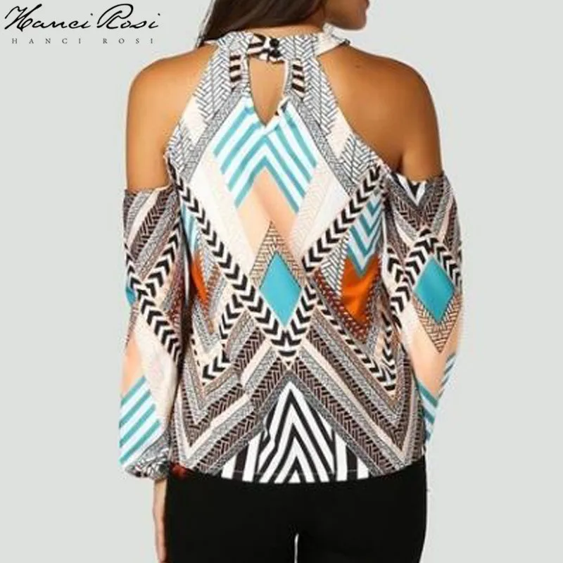 HANCI ROSI Womens Tops And Blouses Woman 2019 Dames Top Blouse Women Shirt Blusas Halter Collar Hollowout Loose Streetwear |