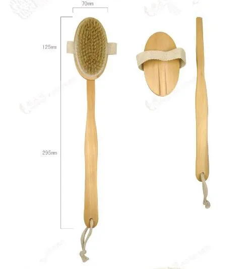 Модная Горячая натуральная Длинная Деревянная щетинная щетка для тела Массажер