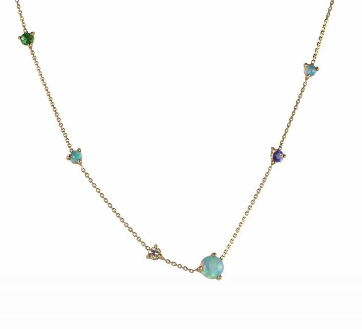 Женское Ожерелье Collier изящное ожерелье из серебра 925 пробы с опаловым цирконием