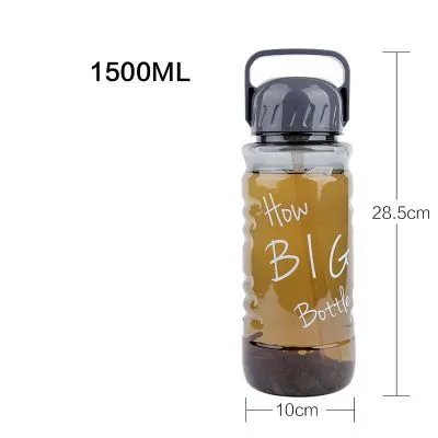 1500ml grey Горячая 2л большая емкость креативный Велосипедный спорт на открытом воздухе путешествия пластиковая бутылка для воды портативная ручка ситечко для чая соломинка чайник - Цвет: 1500ml grey