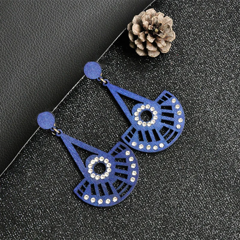 LZHLQ геометрические полые Висячие Модные женские серьги деревянные Макси со