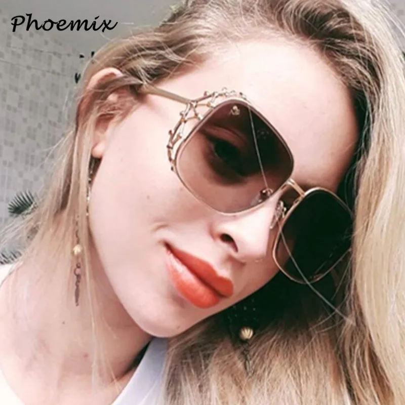 Солнцезащитные очки Phoemix квадратные стимпанк с алмазным камнем 2019|Женские