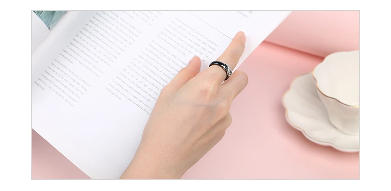 925 Elegant Rings Women 4mm Black White Ceramic Ring India Stone Crystal Infinity Comfort Wedding Rings Engagement Brand Jewelry