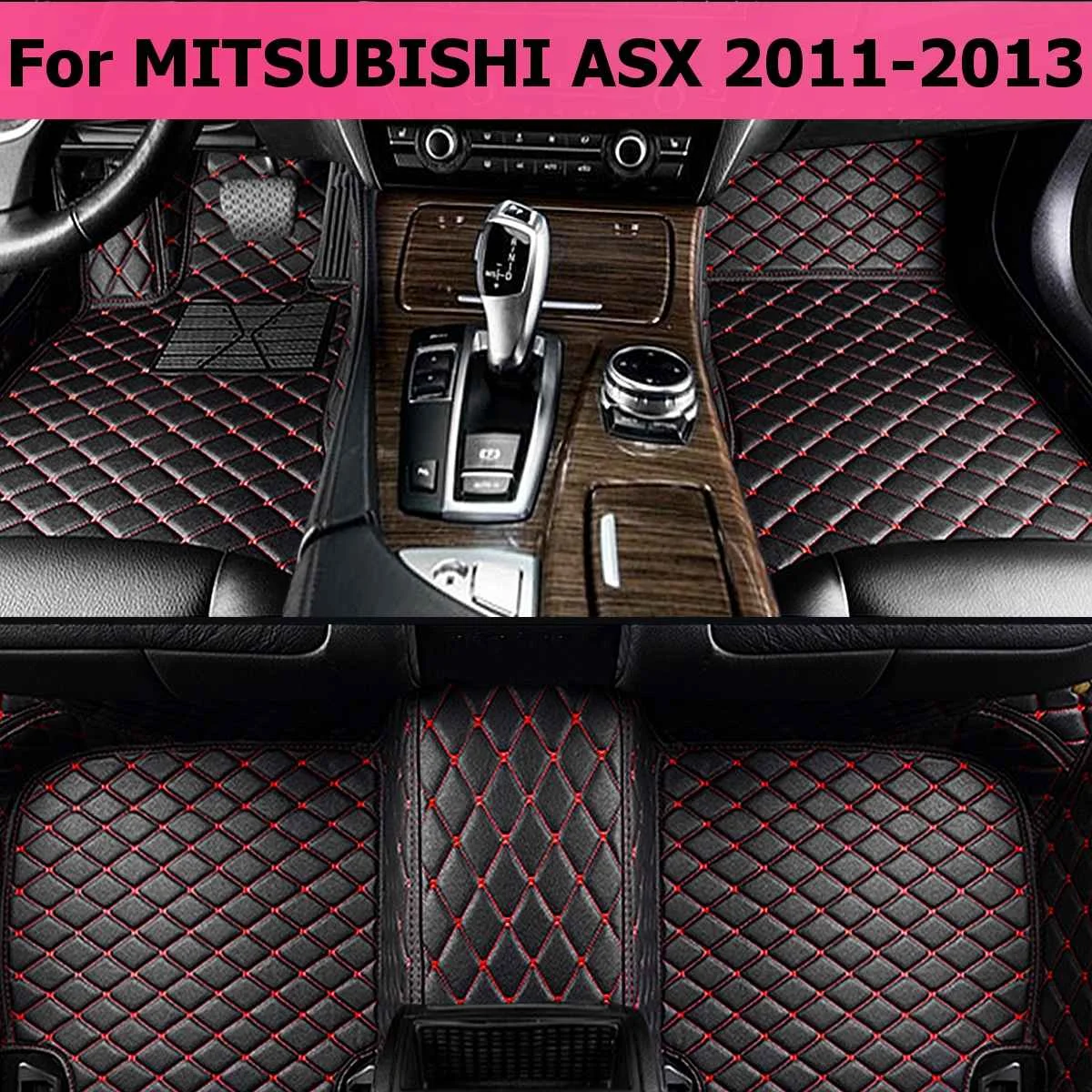 Asx Black Red Автомобильные водонепроницаемые коврики для Mitsubishi Outlander Pajero Sport Asx 2011 2012 2013 автомобильные аксессуары коврик для ног - Название цвета: Asx Black Red