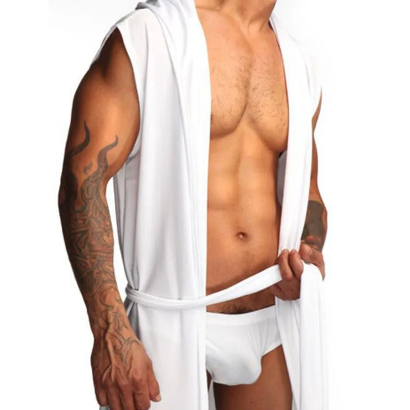 Мужская пижама без рукавов Халат с капюшоном Повседневная Пижама мужской халат