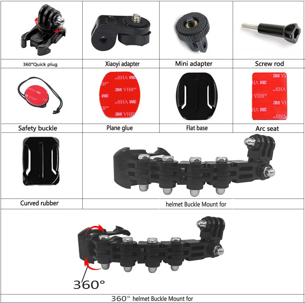 TUYU Gopro аксессуары 4 способа поворотный кронштейн крепление шлем подбородок кронштейн Hero 4 5 6 просо YI 4K SJCAM SJ4000 eken H9 H9R