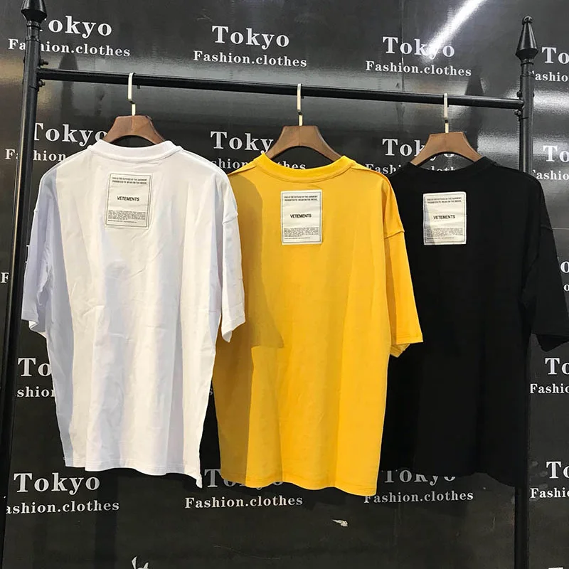 Большие свободные повседневные футболки Vetements для мужчин и женщин с вышивкой